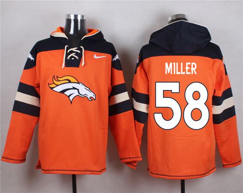 Nike Broncos #58 Von Miller Orange Player Pullover NFL Hoodie - Click Image to Close